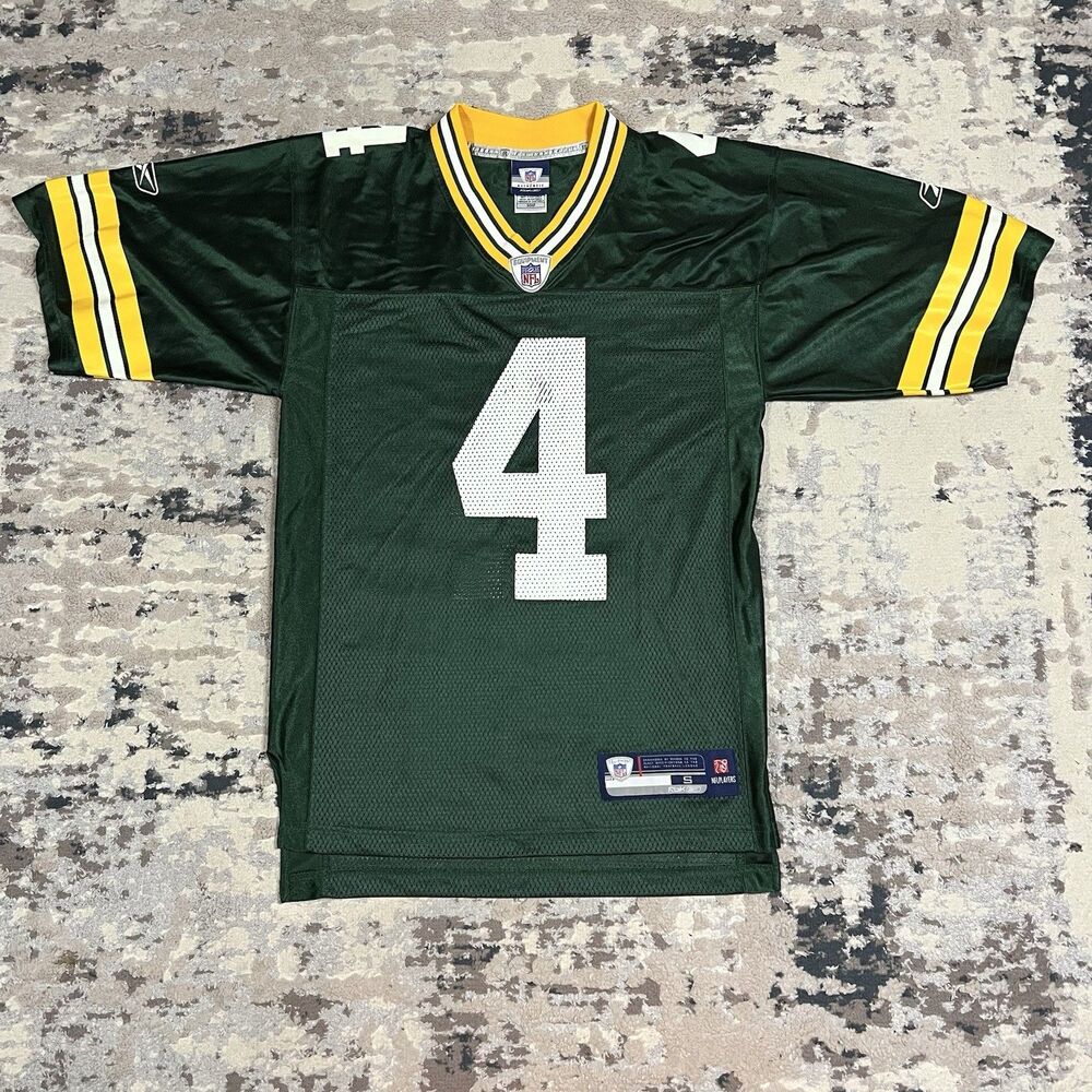 Vintage Green Bay Packers Football Jersey Mens S Green NFL Reebok Brett Favre 4